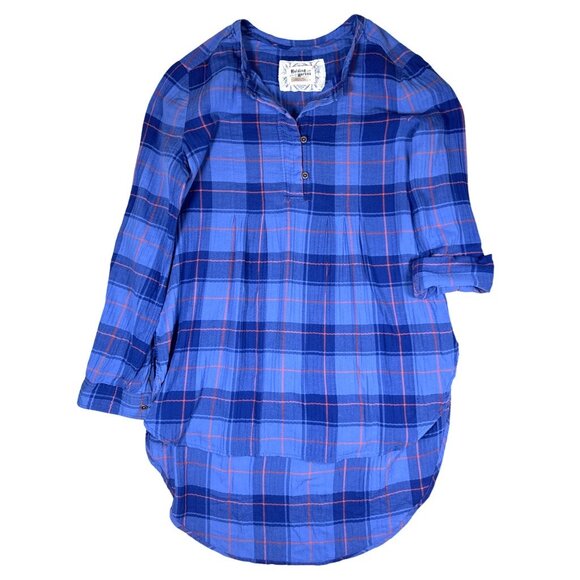 Anthropologie Holding Horses Halfpenny Plaid Hi Lo Asymmetrical Boho Tunic - Picture 4 of 15